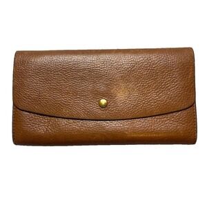 Vintage Fossil Wallet Fold Over Snaps Zipper 10 Card‎ Slots